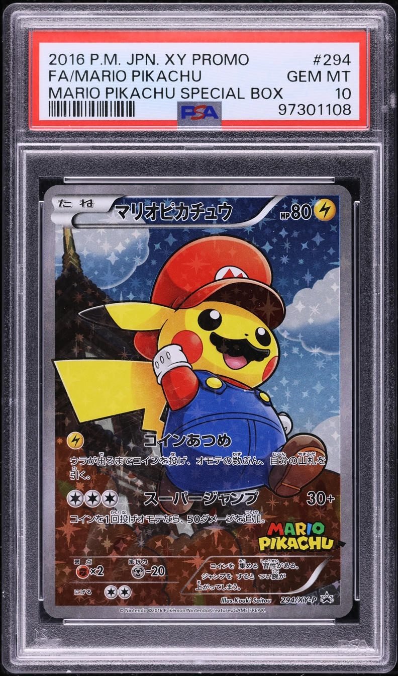 2016 Pokemon Japanese XY Promo Mario Pikachu #294 PSA 10